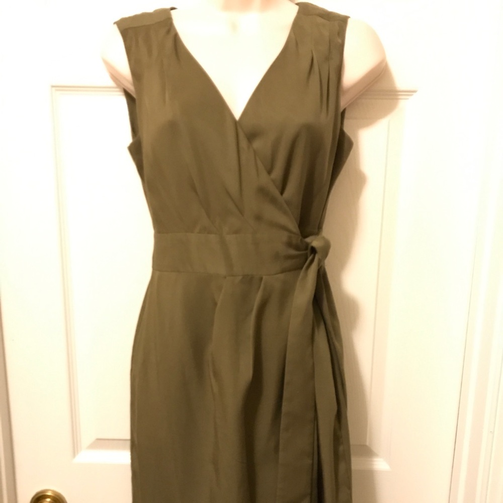 Banana Republic Olive Green Sleeveless Wrap Dress